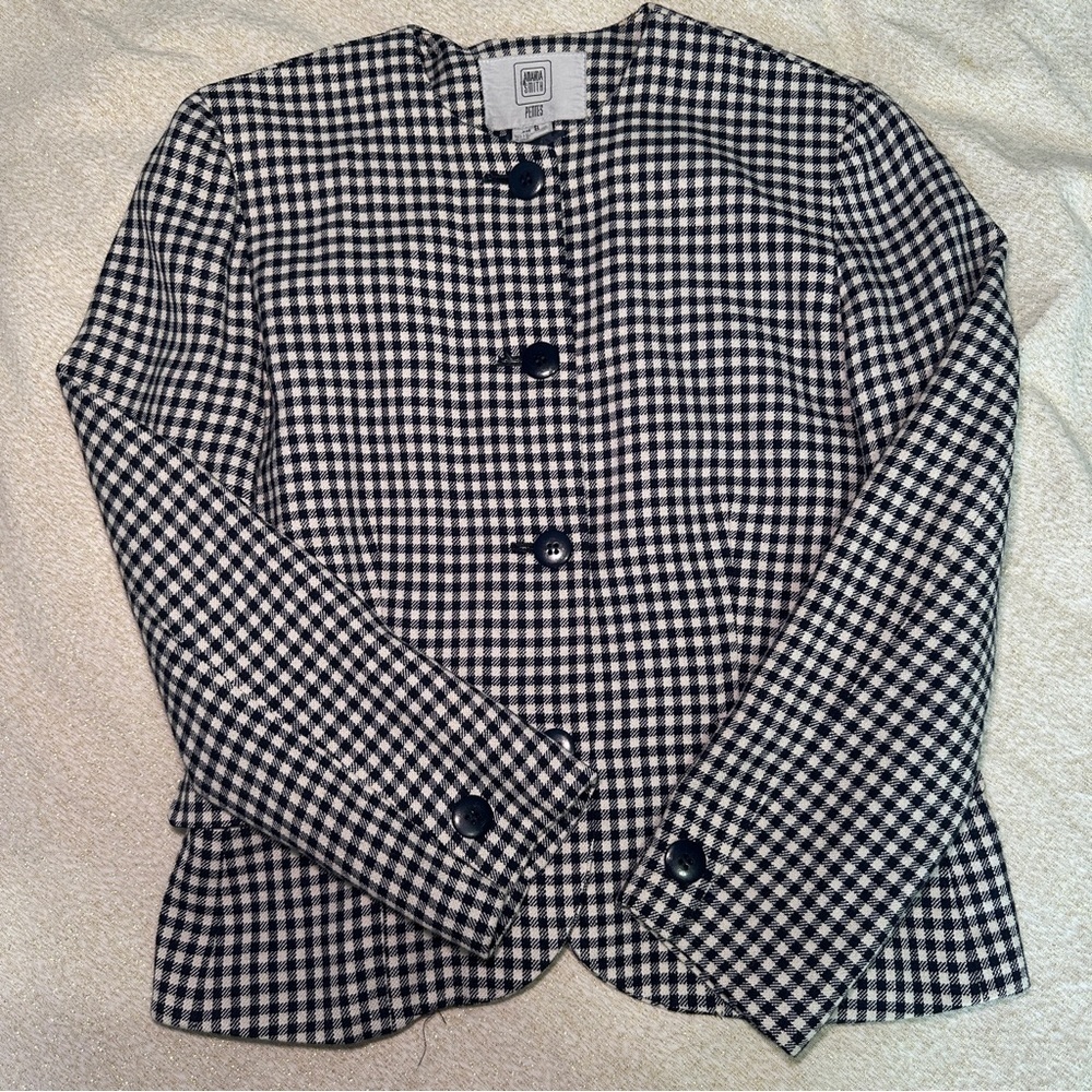 Amanda Smith Black and White Gingham Blazer